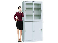 HDY-01 Upper Glass Lower Steel Sliding Cabinet