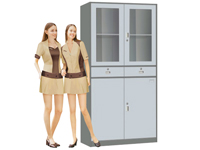 HD-1103 2-outside-drawer Glass Swing Door Cabinet